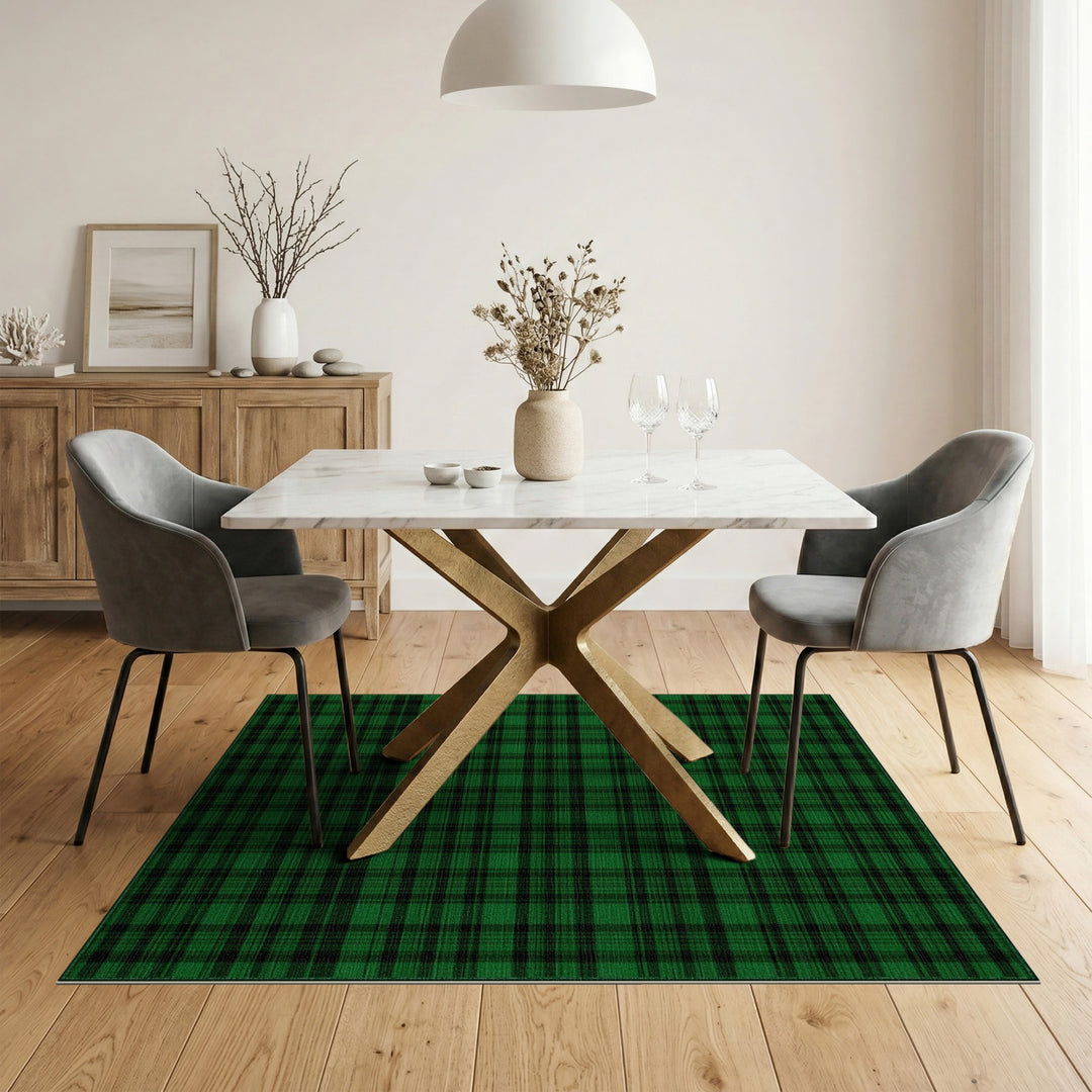 Dark Green Plaid Area Rug