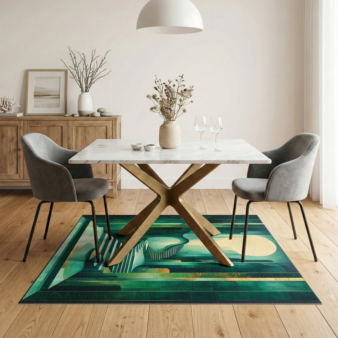 Teal Abstract Staircase Area Rug