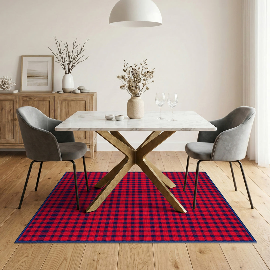 Red Navy Checkered Area Rug