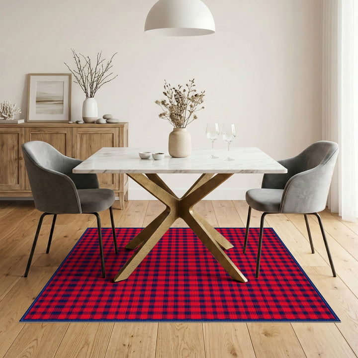 Red Navy Checkered Area Rug