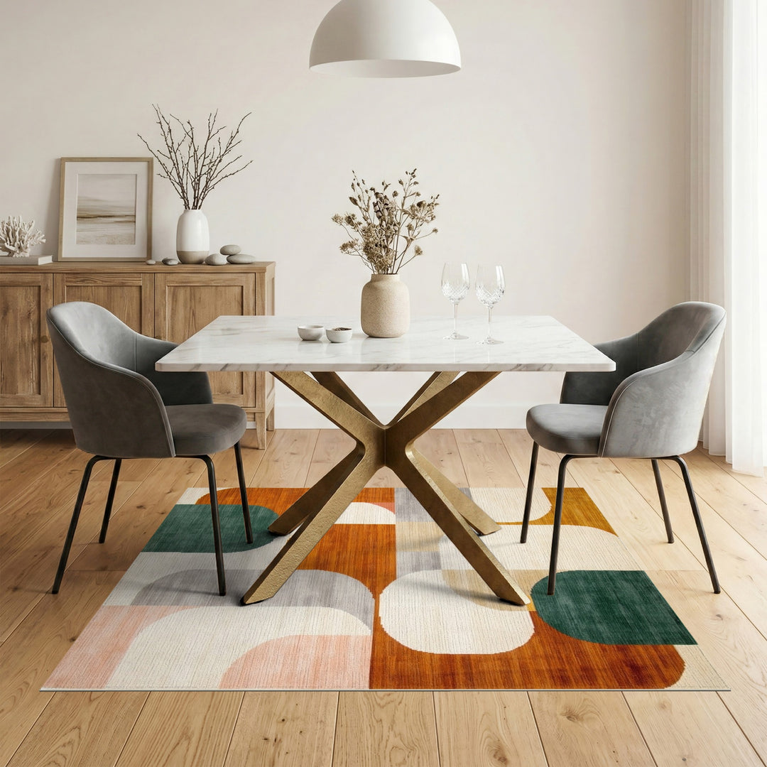 Geometric Abstract Area Rug in Earth Tones