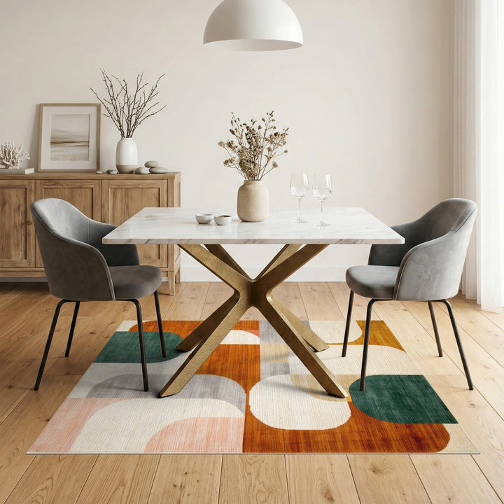 Geometric Abstract Area Rug in Earth Tones