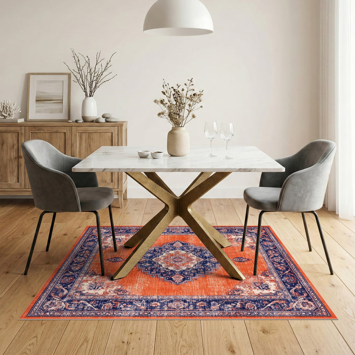 Orange Distressed Vintage Persian Area Rug