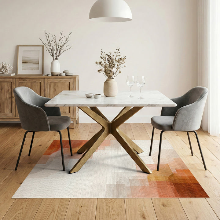 Modern Orange Abstract Area Rug