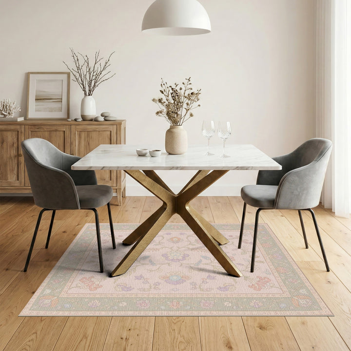 Blush Pink Floral Vintage Area Rug