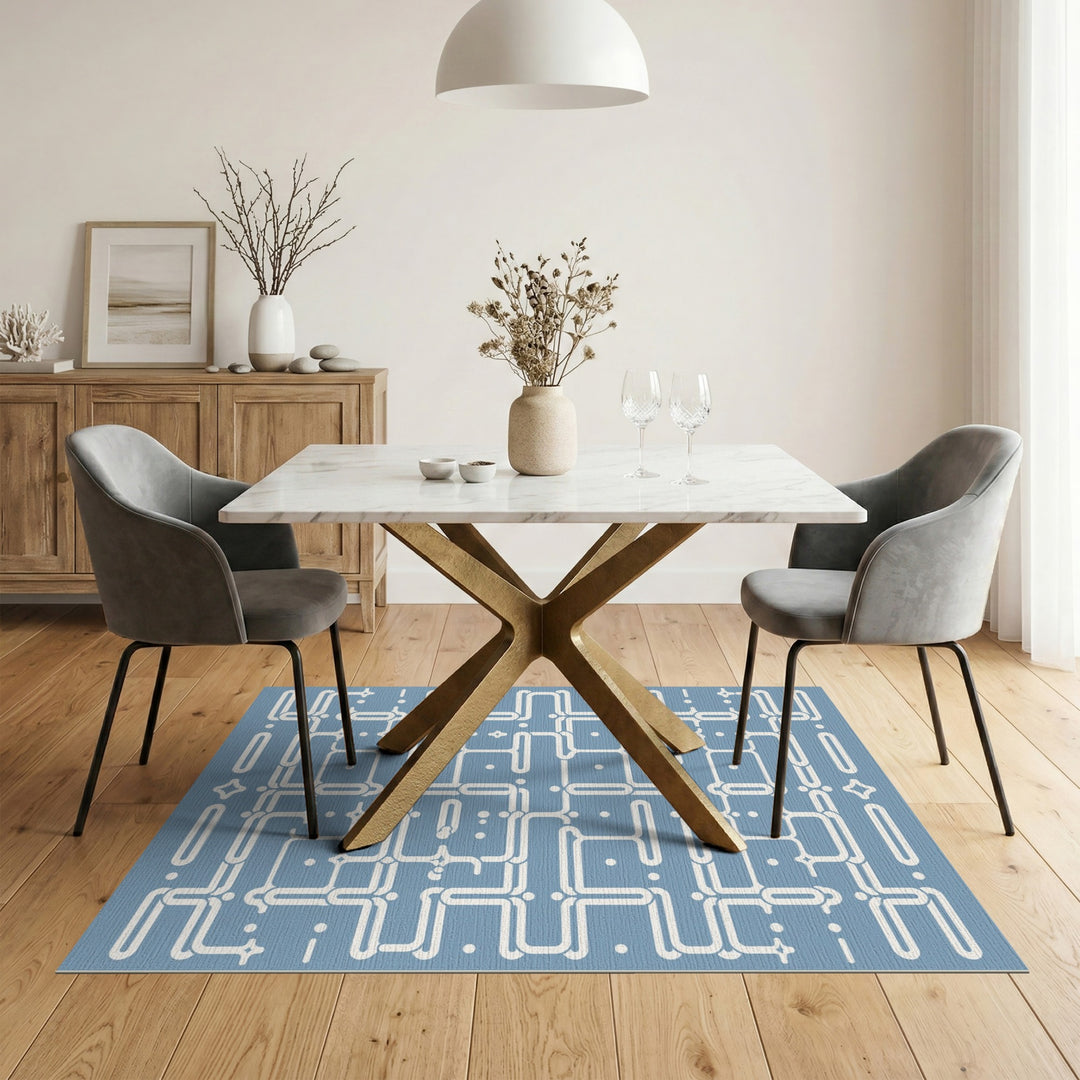 Blue Geometric Area Rug