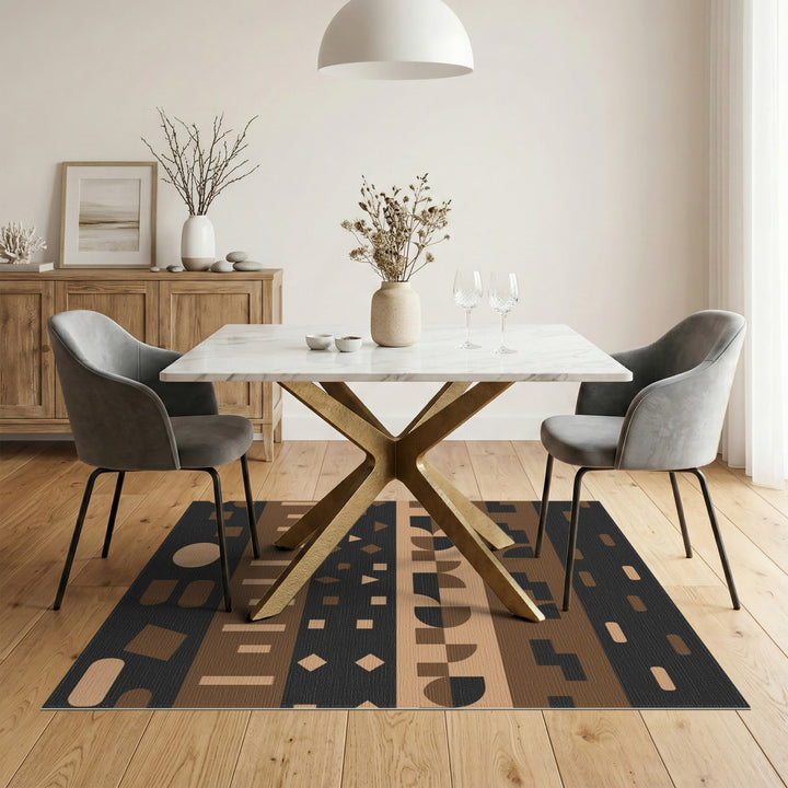 Geometric Brown Tan Area Rug
