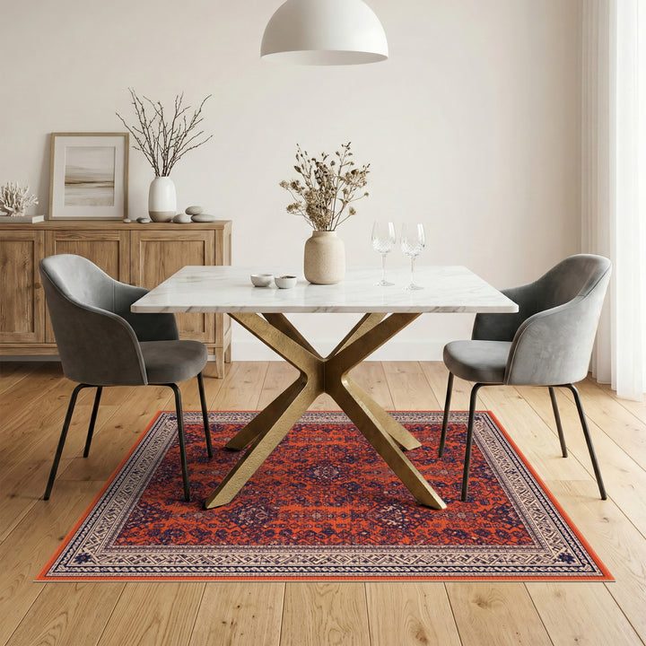 Orange Navy Persian Area Rug