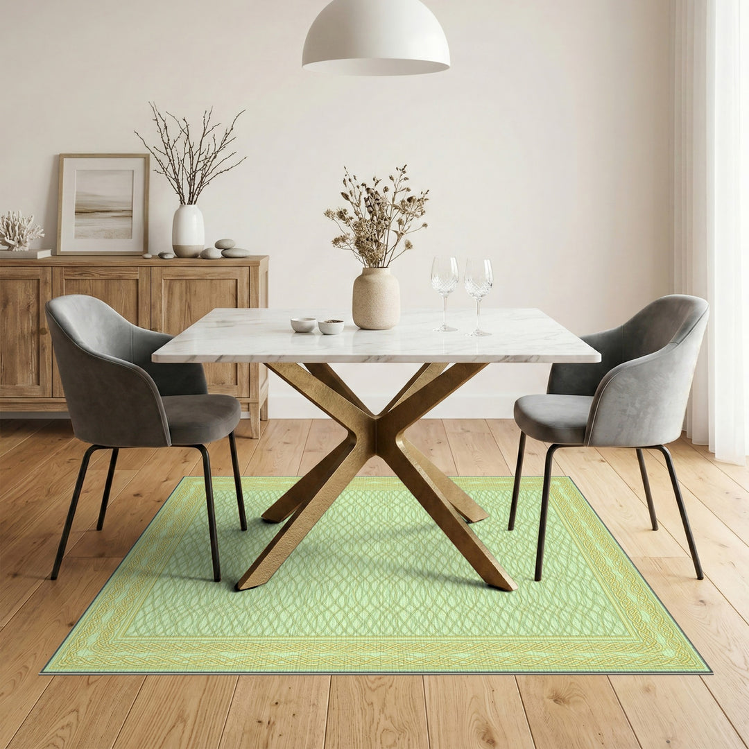 Mint Green Wave Pattern Persian Rug