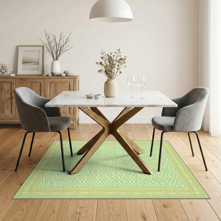 Mint Green Wave Pattern Persian Rug