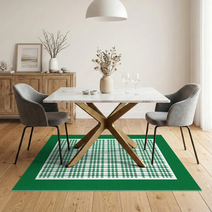Geometric Modern Green Checkered Gingham Area Rug