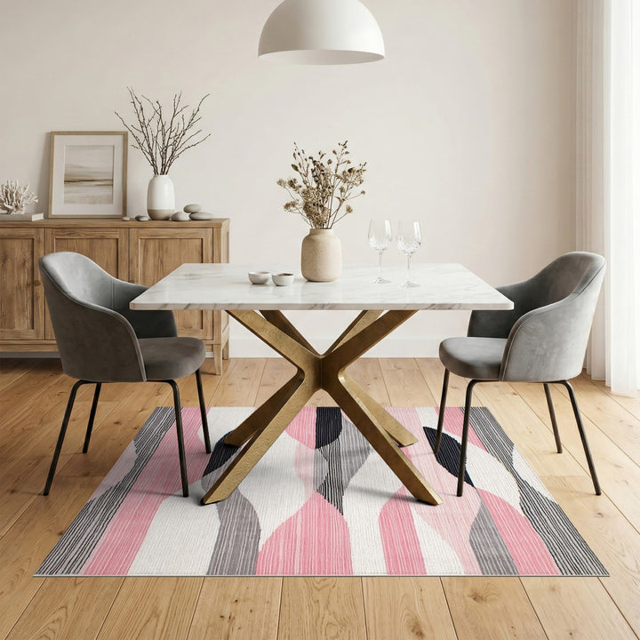 Geometric Modern Pink Geometric Wave Area Rug