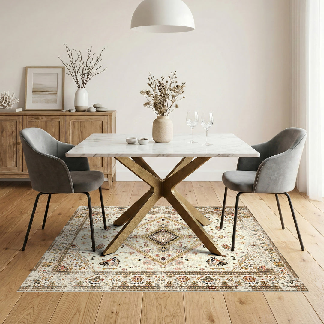 Beige Persian Medallion Area Rug
