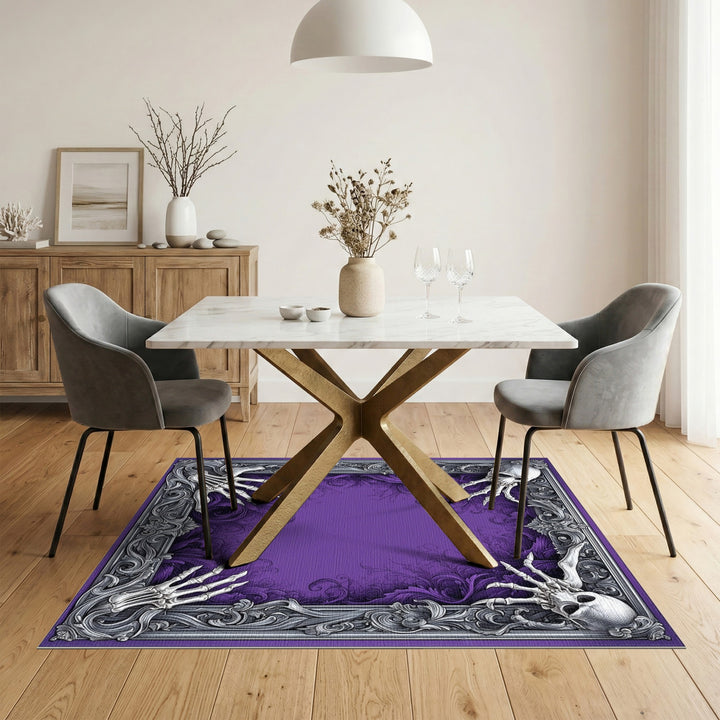 Purple Gothic Skull Skeleton Area Rug