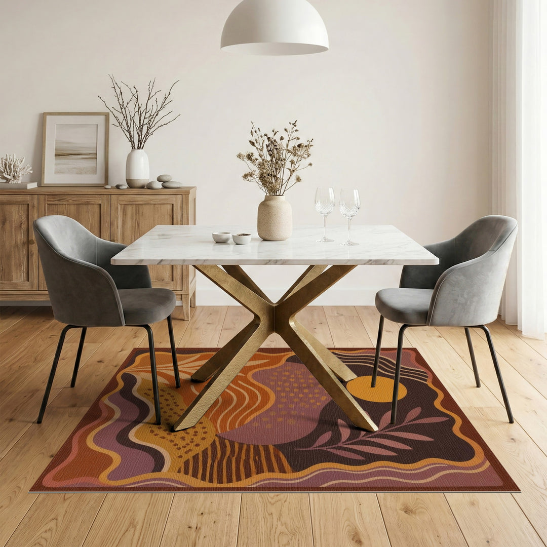 Abstract Orange Sunset Area Rug