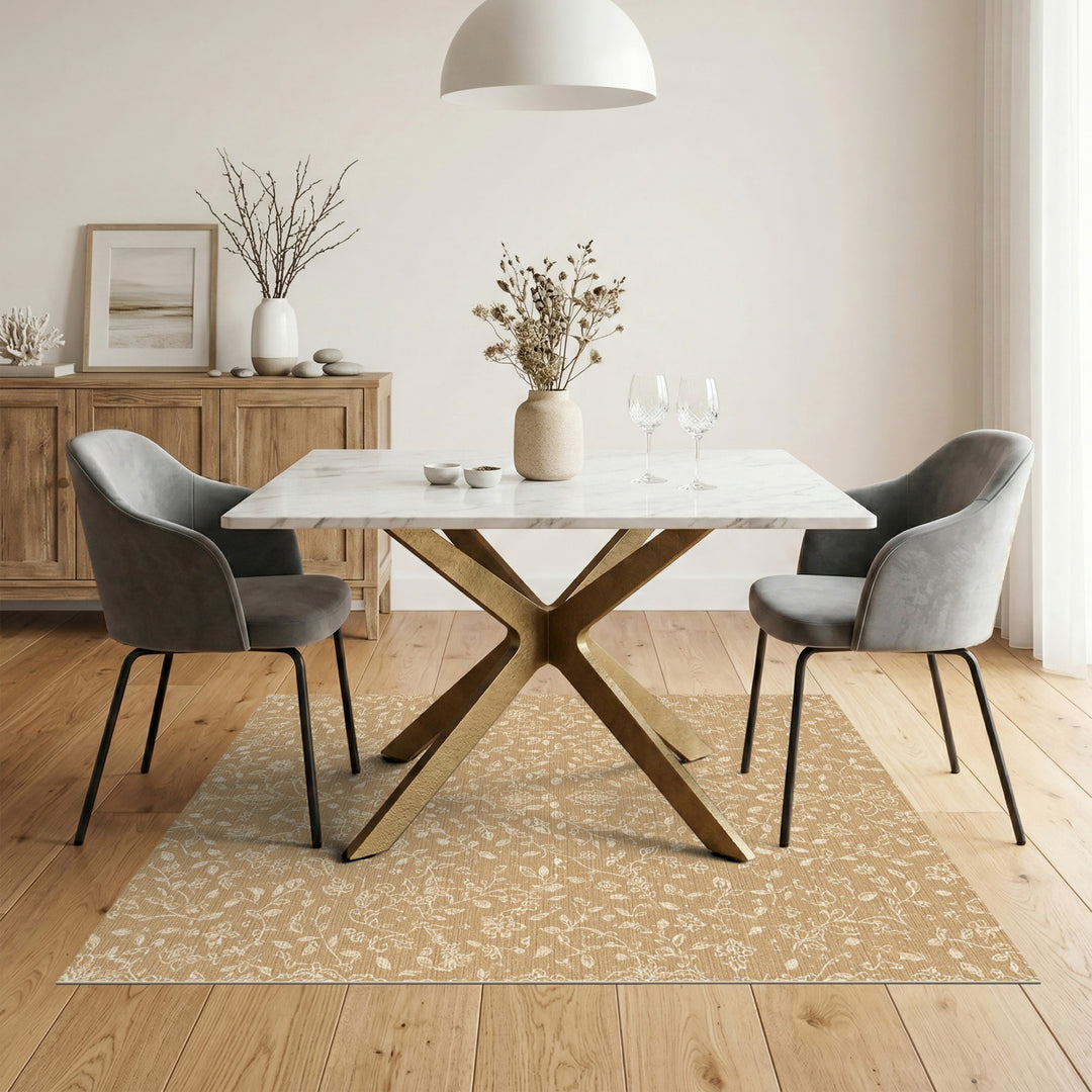Tan Floral Vine Vintage Area Rug