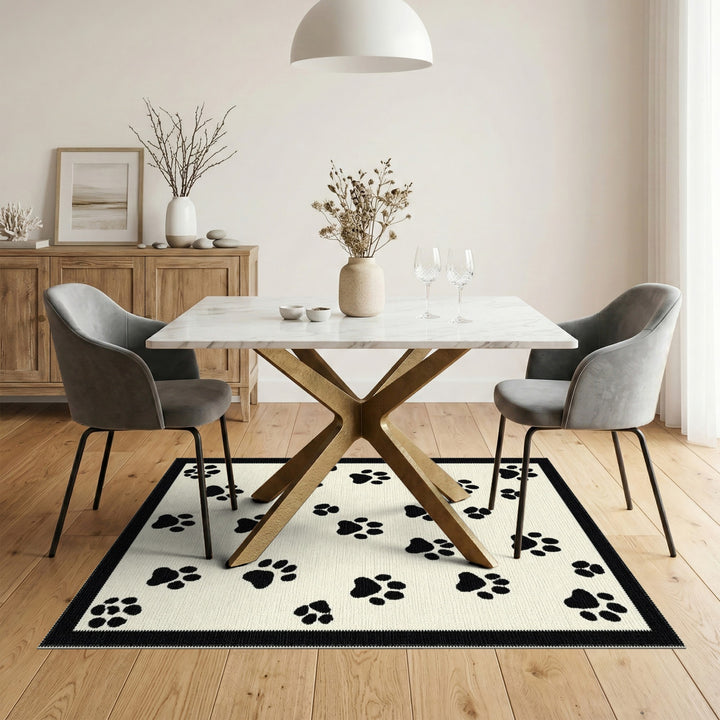 Black Paw Print Area Rug