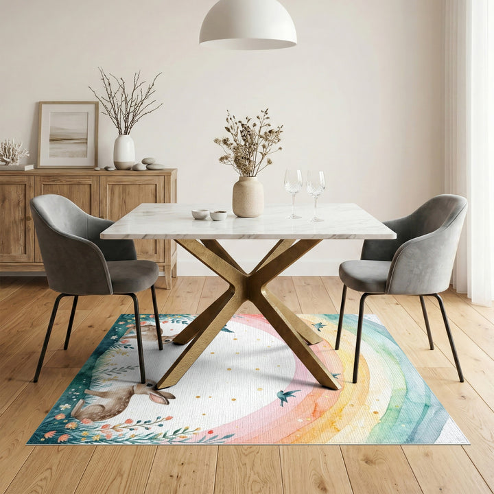 Rainbow Bunny Kids Area Rug