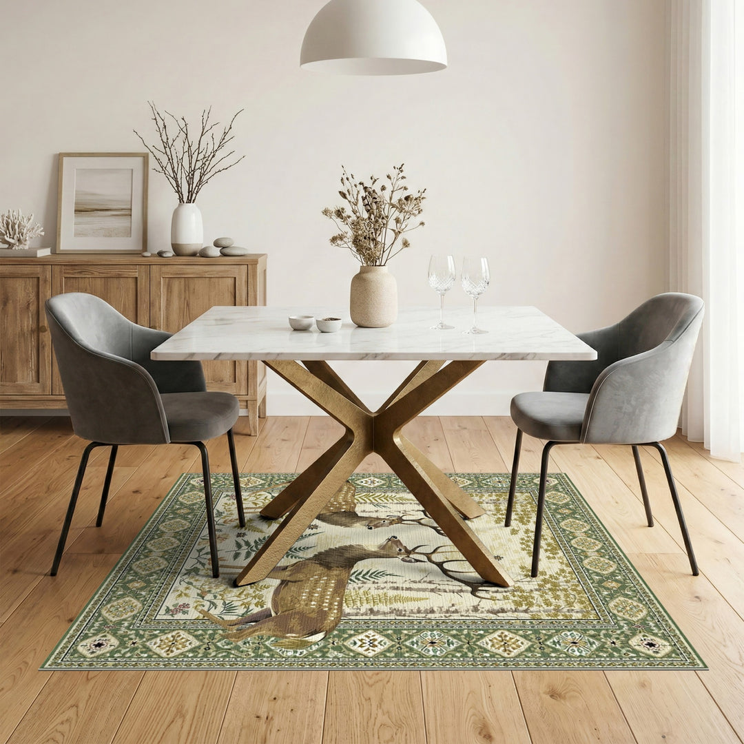 Rustic Forest Deer Area Rug