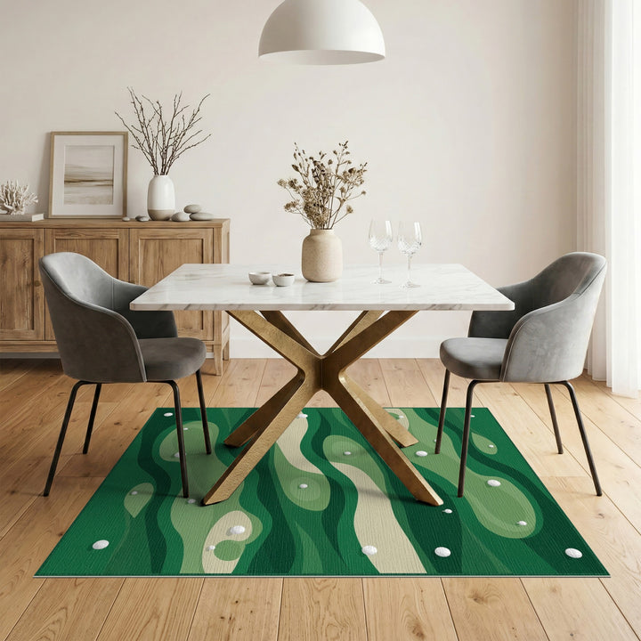Abstract Green Golf Course Area Rug