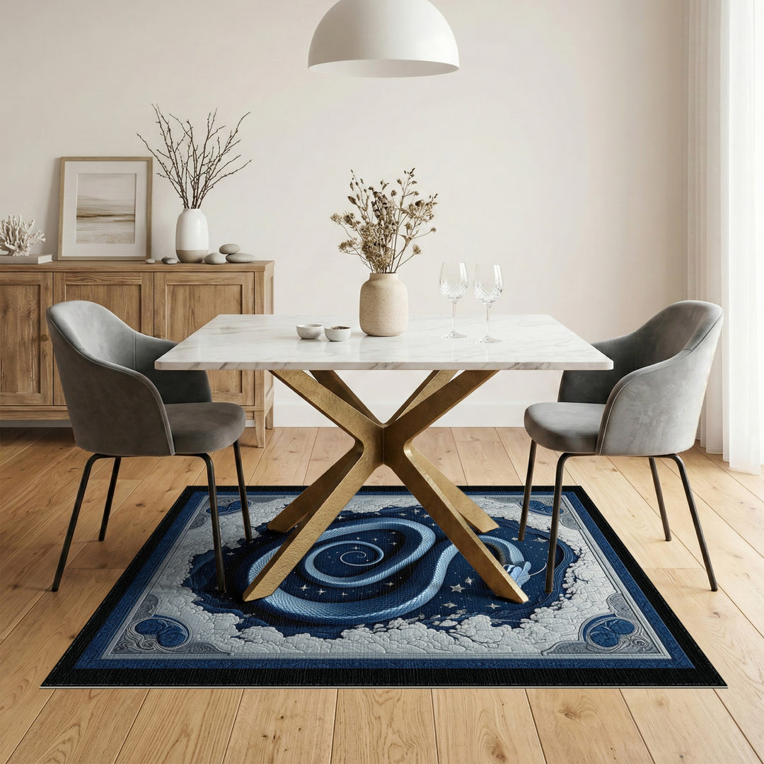 Blue Celestial Snake Coiled Area Rug