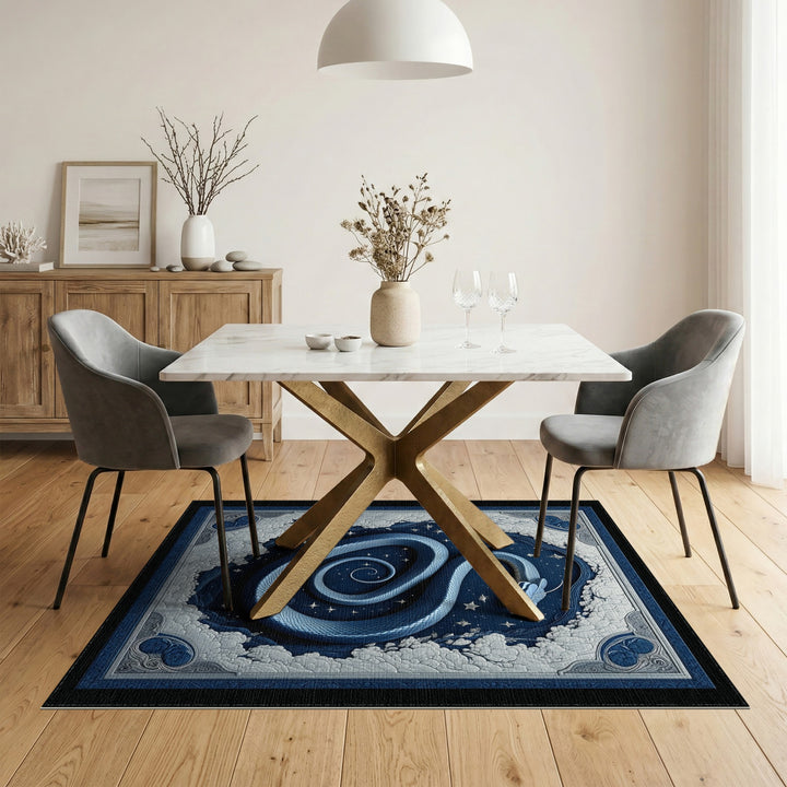 Blue Celestial Snake Coiled Area Rug