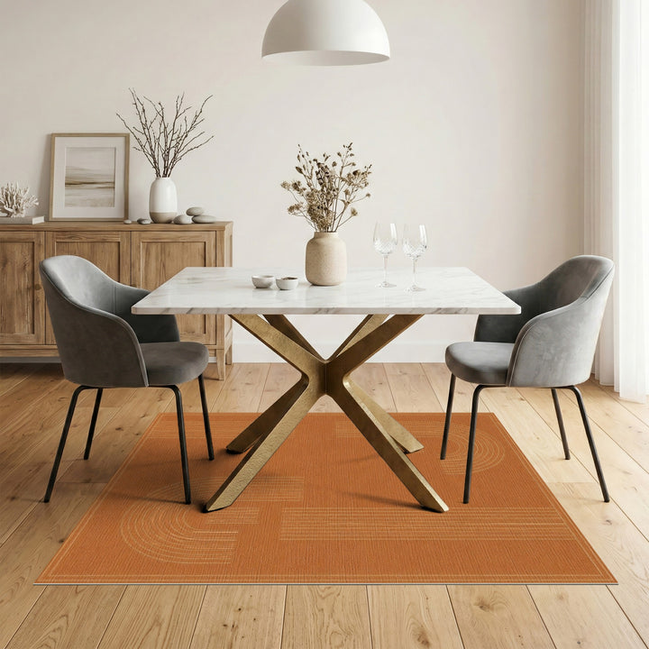 Arch Orange Geometric Arch Area Rug
