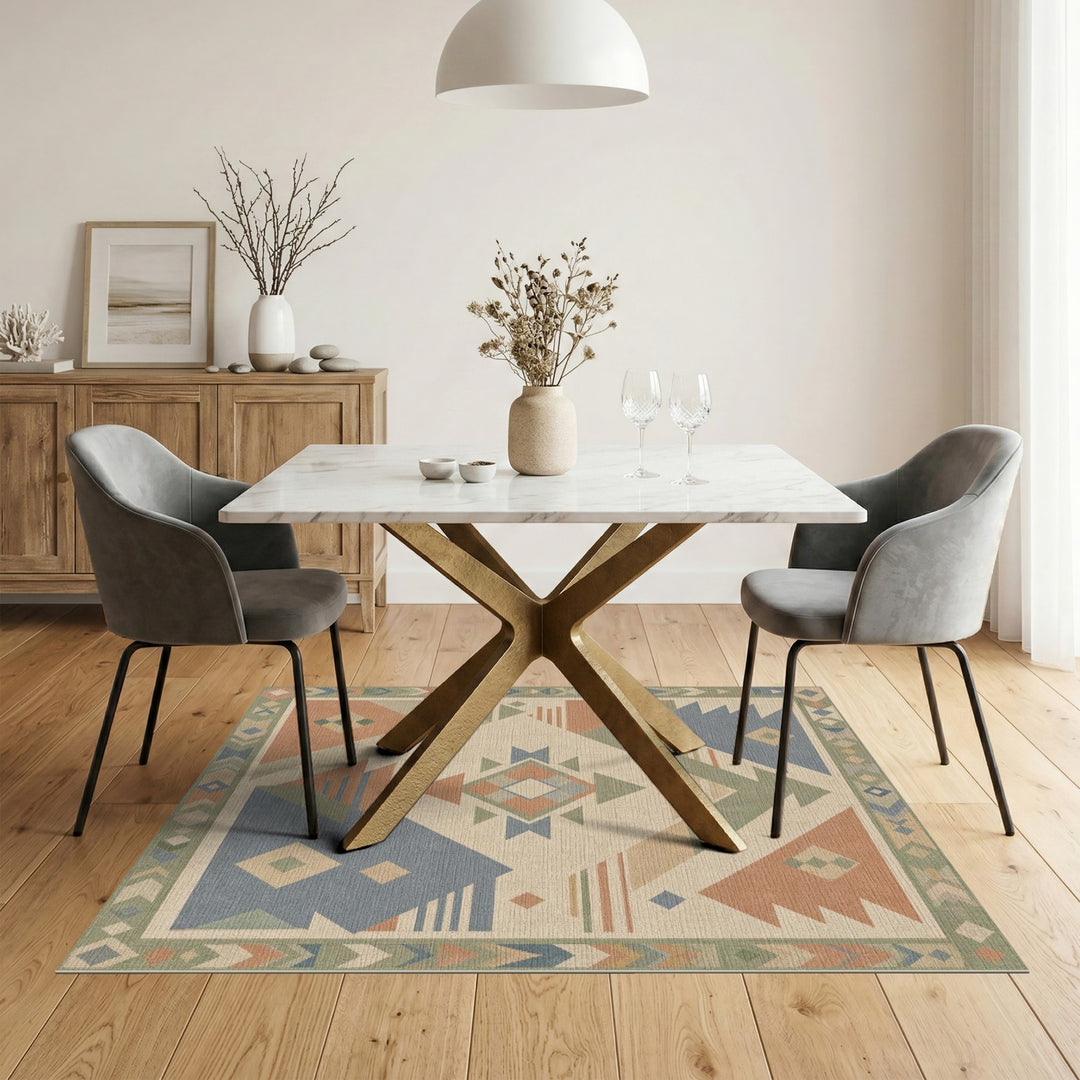 Beige and Neutral Geometric Southwestern Geometric Beige Area Rug