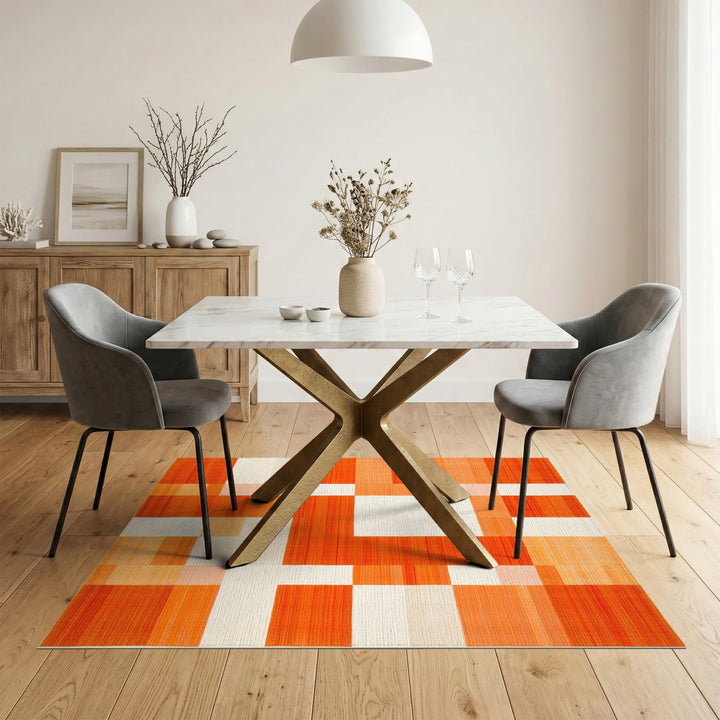 Vibrant Orange Vibrant Orange Geometric Area Rug
