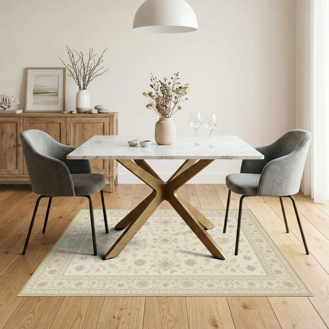 Beige Floral Vintage Area Rug