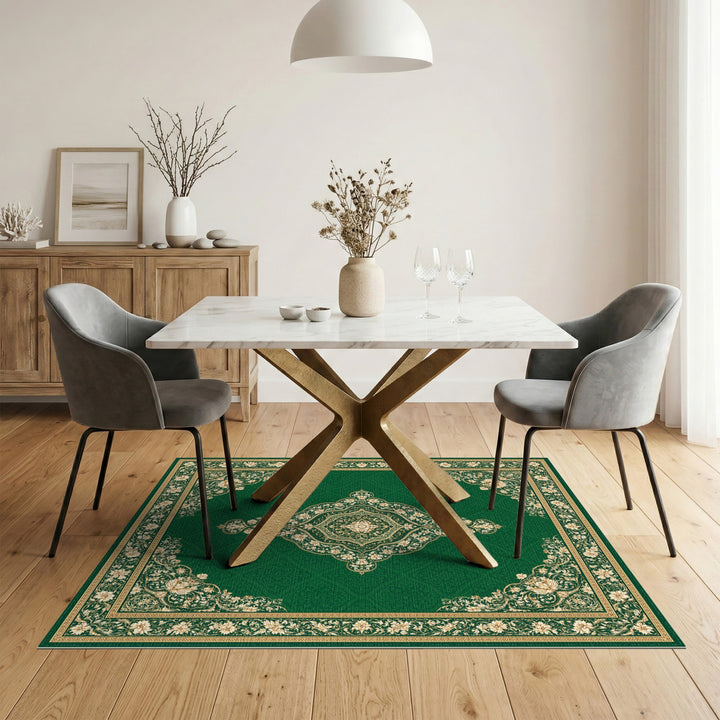 Green Gold Floral Persian Area Rug