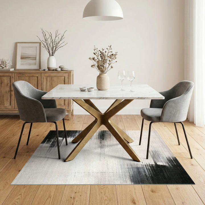 Abstract Area Abstract Black White Area Rug