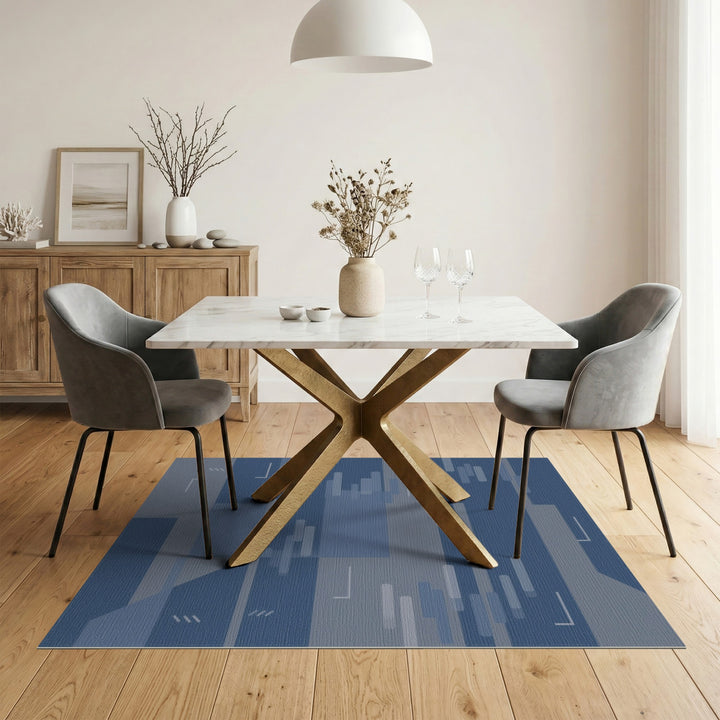 Blue Geometric Abstract Area Rug