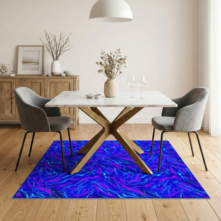 Blue Teal Abstract Swirl Abstract Area Rug