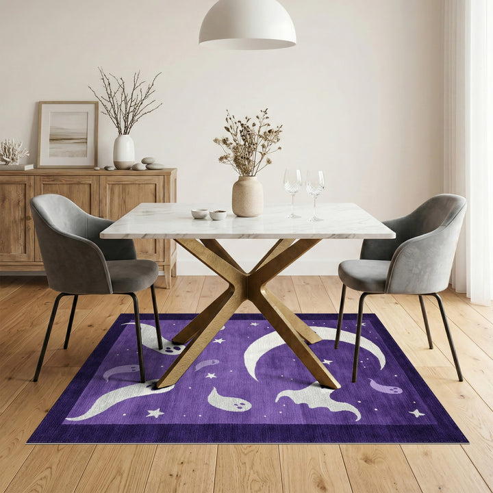 Purple Ghost Moon Kids Area Rug