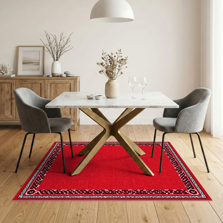 Red Celtic Knot Geometric Area Rug