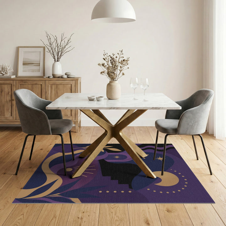 Celestial Purple Moon Phase Area Rug