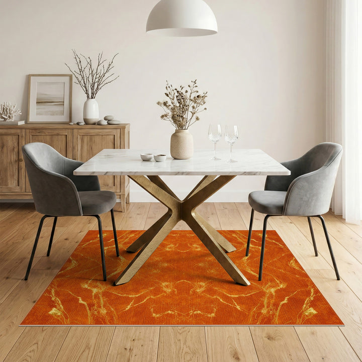 Orange Gold Vein Abstract Area Rug