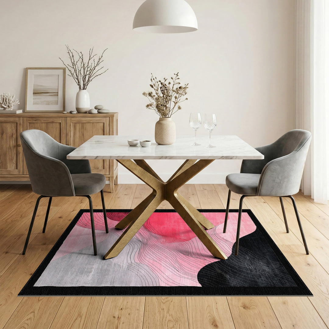 Pink Abstract Wave Area Rug