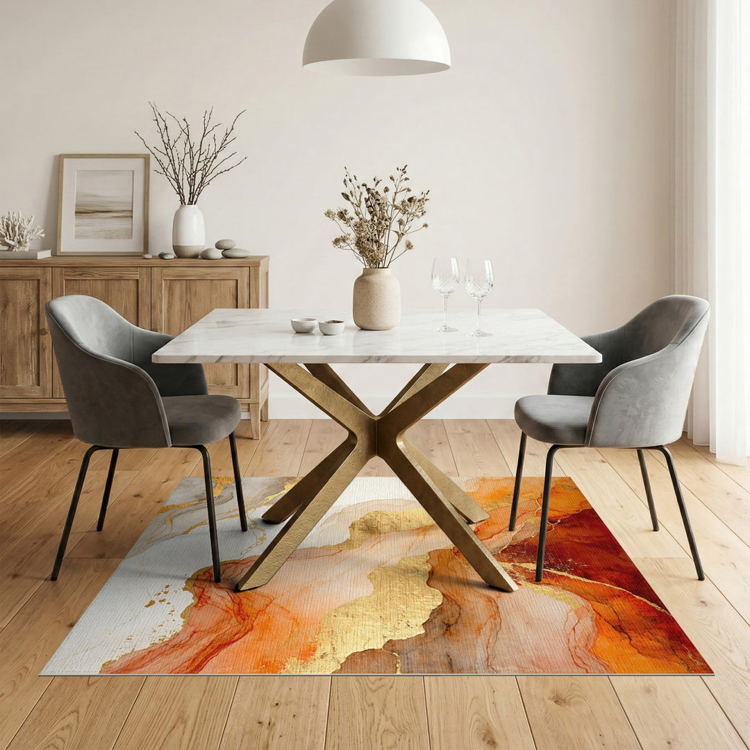 Fluid Orange Gold Abstract Area Rug