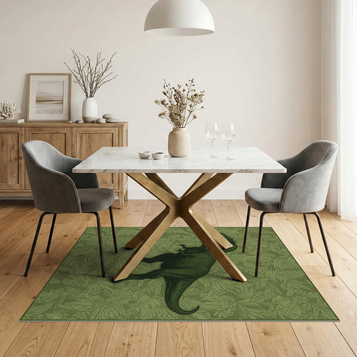Green T-Rex Dinosaur Area Rug