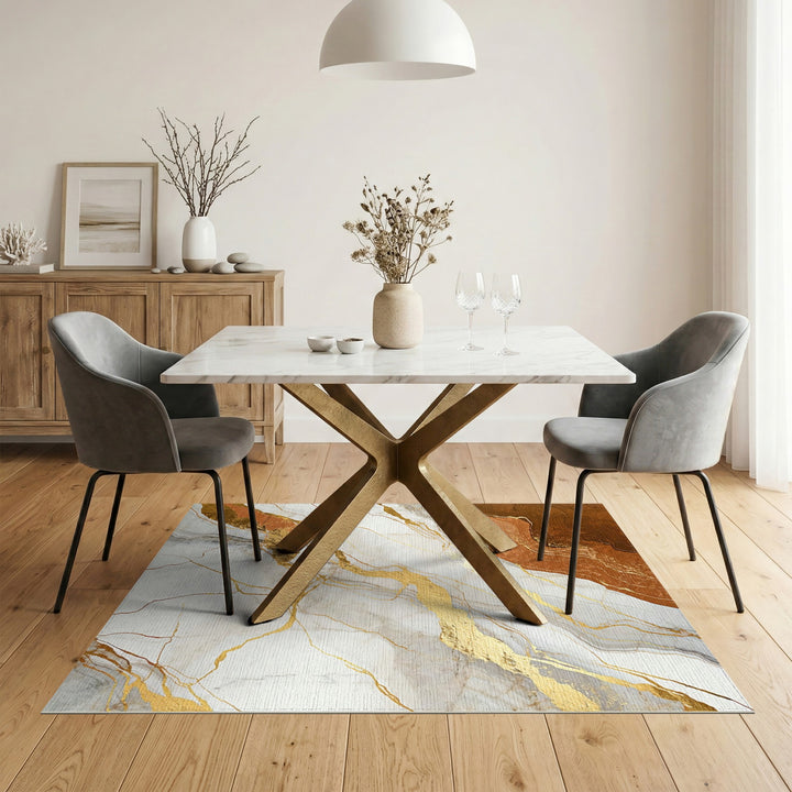 Brown Marble Gold Vein Area Rug