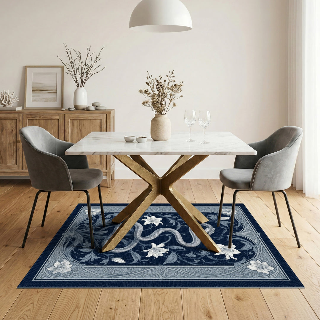 Blue Serpent Lily Area Rug