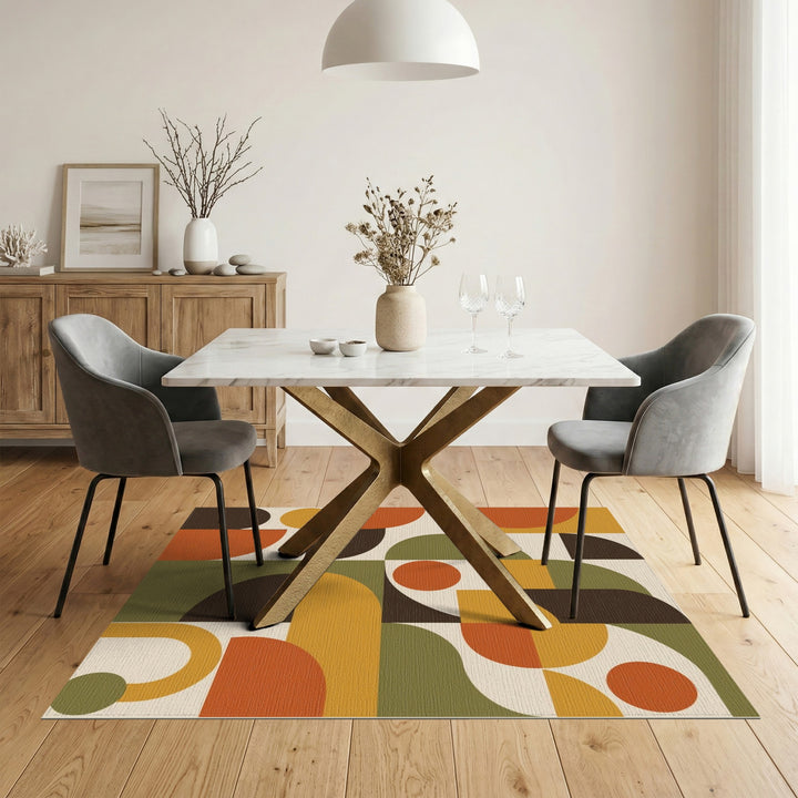 Warm Geometric Abstract Area Rug