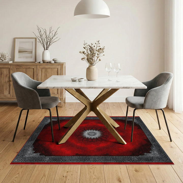 Red Traditional Persian Medallion Area Rug