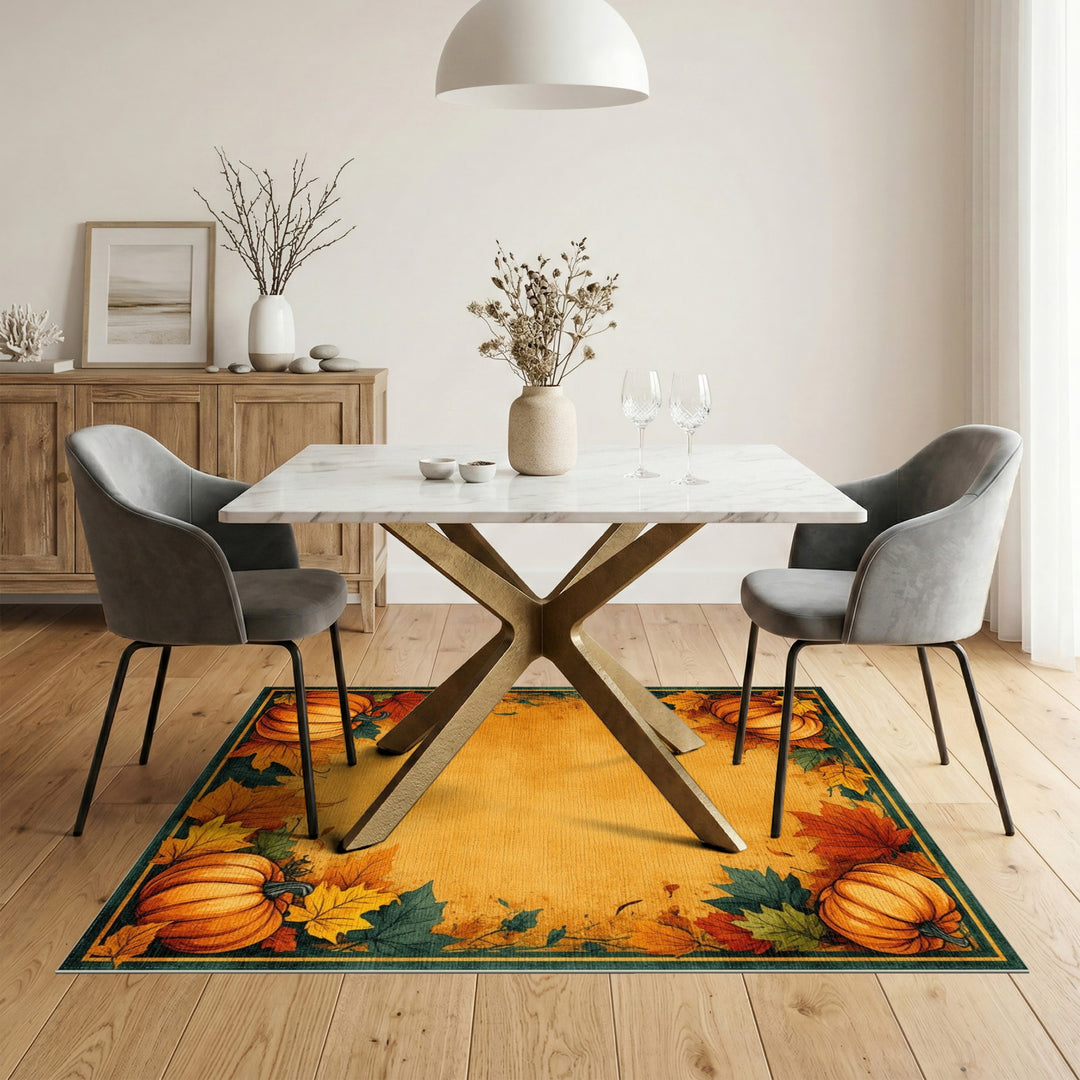 Autumn Orange Autumn Pumpkin Harvest Area Rug