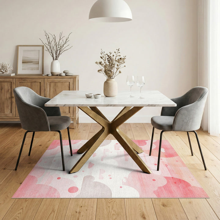 Pink Cloudscape Washable Area Rug