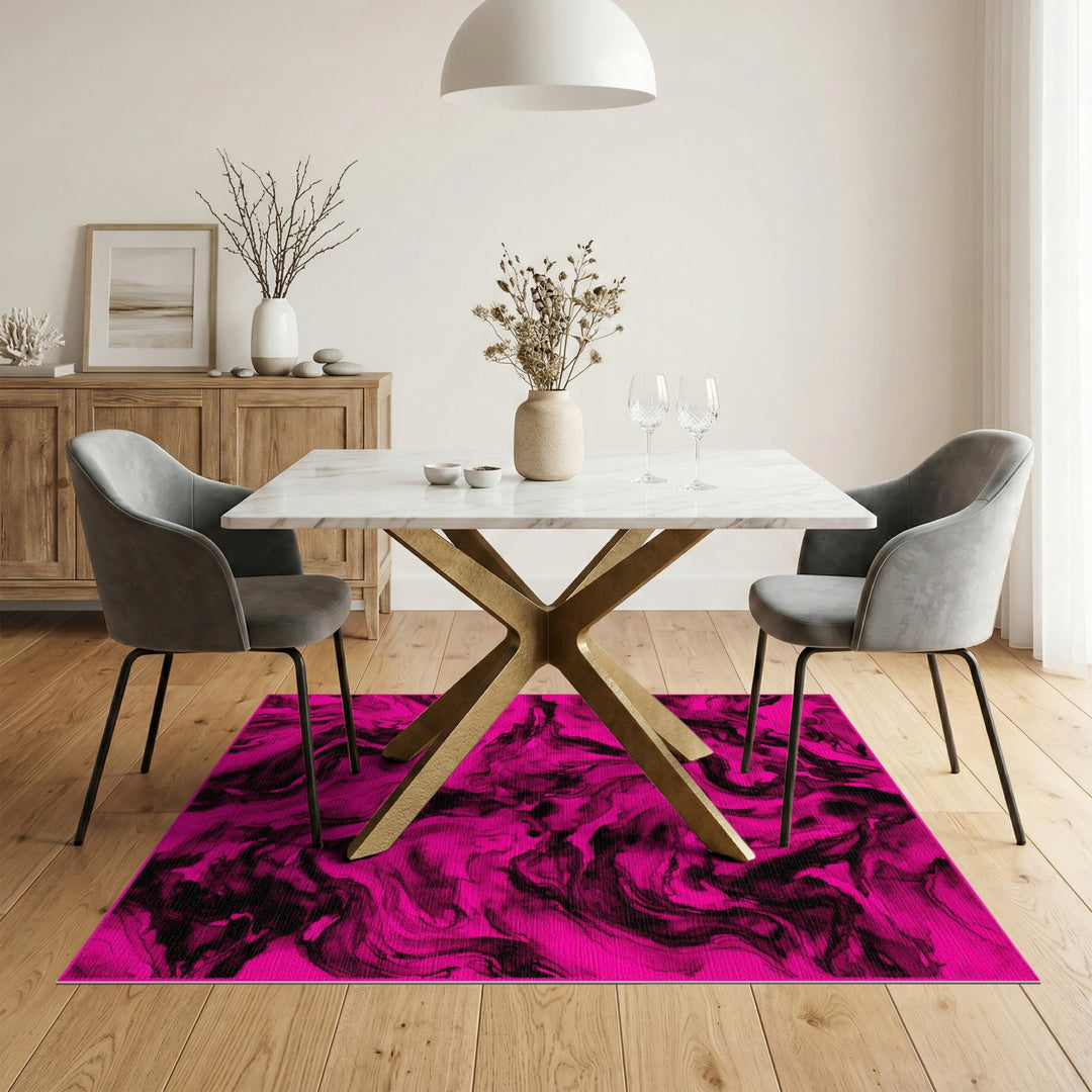 Pink Ink Swirl Abstract Area Rug