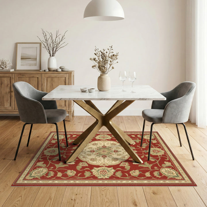 Red Floral Medallion Persian Area Rug