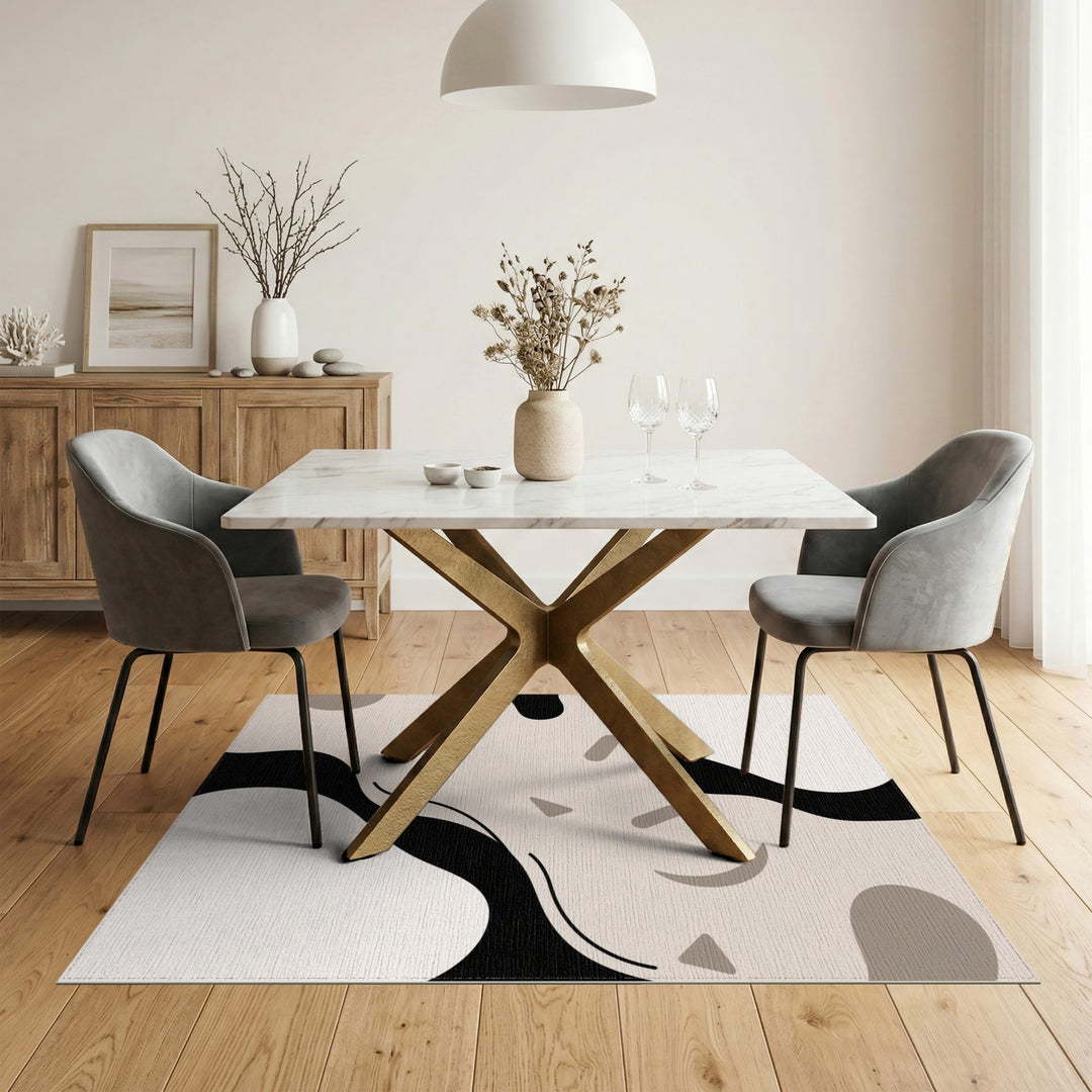 Beige Black Abstract Area Rug